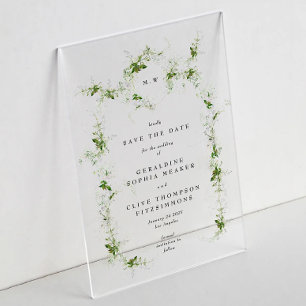Invitations En Acrylique Élégant Eucalyptus Wreath Monogramme Enregistrer L
