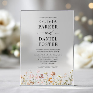 Invitations En Acrylique Élégant Fleur sauvage Boho moderne Mariage