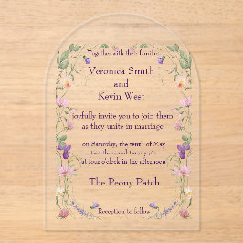 Invitations En Acrylique Elégant Fleur sauvage Clear Acrylique Mariage invi