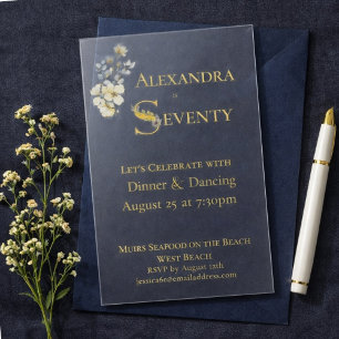Invitations En Acrylique Élégant floral aquarelle crème 70 ans