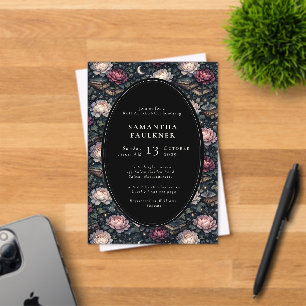 Invitations En Acrylique Élégant Floral Romantique Mariage Brunch Sombre