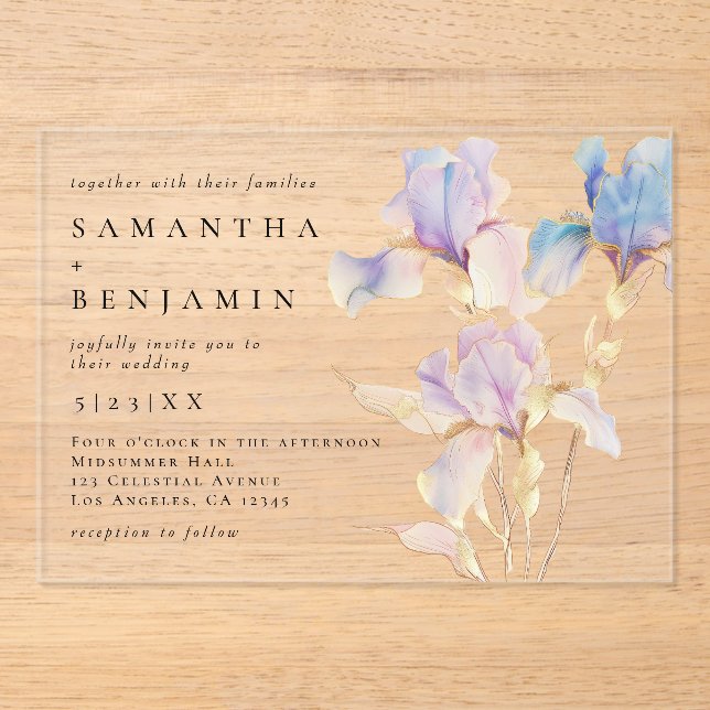 Invitations En Acrylique Elegant Floral Wedding (Recto)