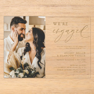 Invitations En Acrylique Elegant Gold Acrylique Partie d'engagement