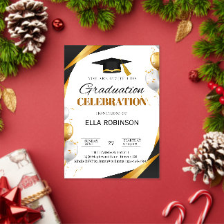 Invitations En Acrylique Elegant Gold and Black