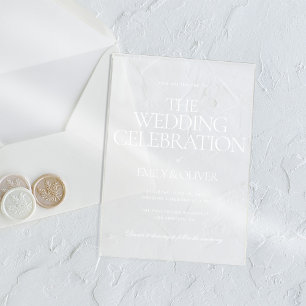 Invitations En Acrylique Elégant Luxueux Personalized White Text Mariage