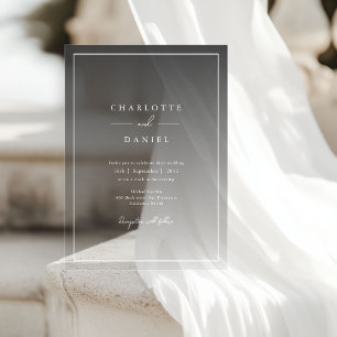 Invitations En Acrylique Élégant Mariage acrylique Gris Urbain