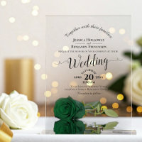 Élégant Mariage Calligraphié Rose Vert Émeraude