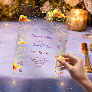 Invitations En Acrylique Élégant mariage céleste mystique