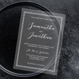 Invitations En Acrylique Élégant Mariage Classique Écriture Calligraphique