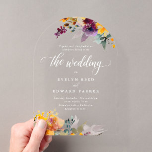 Invitations En Acrylique Élégant Mariage de automne floral