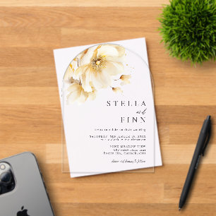 Invitations En Acrylique Élégant Mariage de fleurs blanches