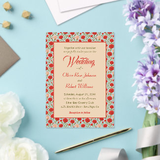 Invitations En Acrylique Élégant Mariage de fleurs rouges