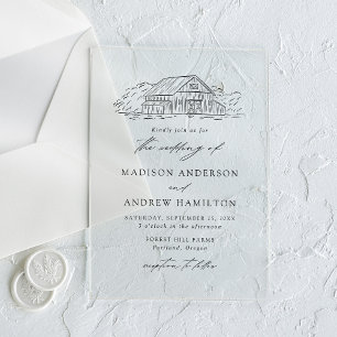 Invitations En Acrylique Élégant Mariage de grange rustique