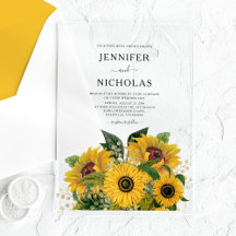 Élégant Mariage de tournesols floraux verts