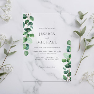 Invitations En Acrylique Elégant Mariage de verdure Eucalyptus