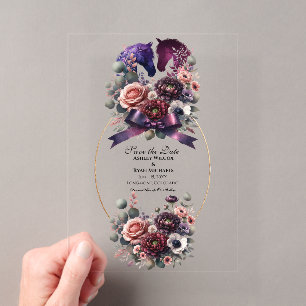 Invitations En Acrylique Elégant Mariage équestre aquarelle