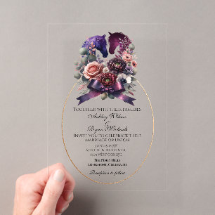 Invitations En Acrylique Elégant Mariage équestre aquarelle