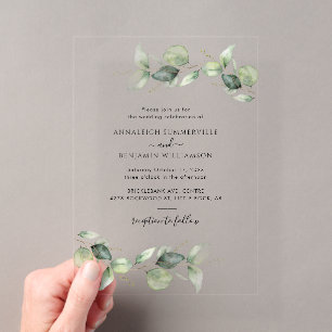 Invitations En Acrylique Elégant Mariage Eucalyptus aquarelle