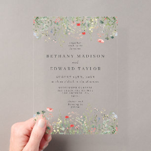 Invitations En Acrylique Élégant Mariage Fleur sauvage