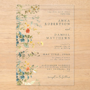 Invitations En Acrylique Élégant Mariage Fleur sauvage