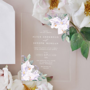 Invitations En Acrylique Élégant mariage fleurs aquarelles de printemps