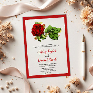Invitations En Acrylique Élégant Mariage floral romantique de Rose rouge de