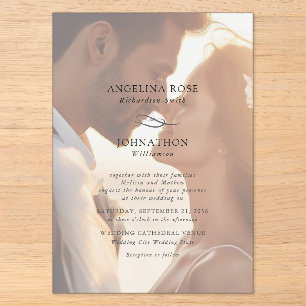 Invitations En Acrylique Élégant Mariage photo romantique moderne