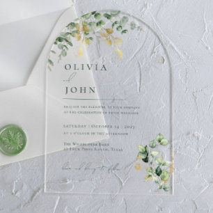Invitations En Acrylique Élégant minimaliste moderne Eucalyptus Mariage