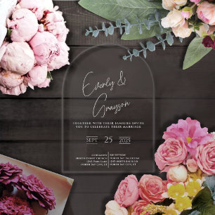 Invitations En Acrylique Élégant minimaliste moderne simple Mariage blanc