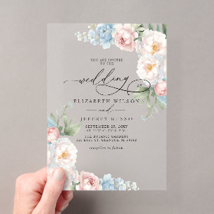Invitations En Acrylique Élégant moderne Blush Botanical Floral Mariage