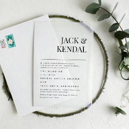 Invitations En Acrylique Élégant moderne | Mariage de noms modifiables