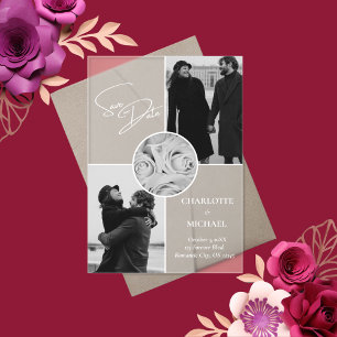 Invitations En Acrylique Élégant Moderne Photo Mariage Économisez La Date