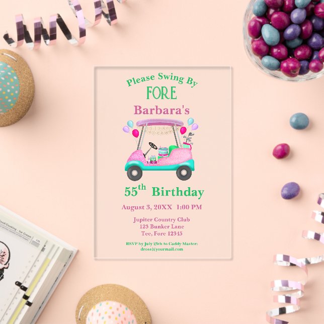 Invitations En Acrylique Élégant panier de golf prêt pour le 55e anniversai (Insitu (Célébration))