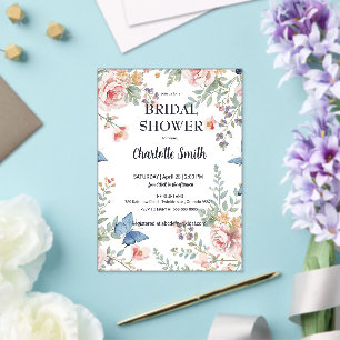 Invitations En Acrylique Élégant papillon bleu de fleur de fleur sauvage co