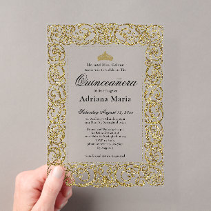 Invitations En Acrylique Élégant Quinceanera 15e Anniversaire