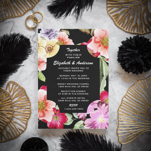 Invitations En Acrylique Élégant rose rouge floral aquarelle mariage