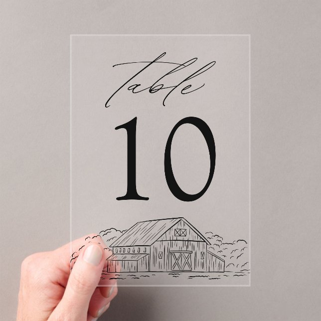 Invitations En Acrylique Élégant Rustic Grange Acrylique Mariage Numéro de  (In situ (ordinateur de poche))