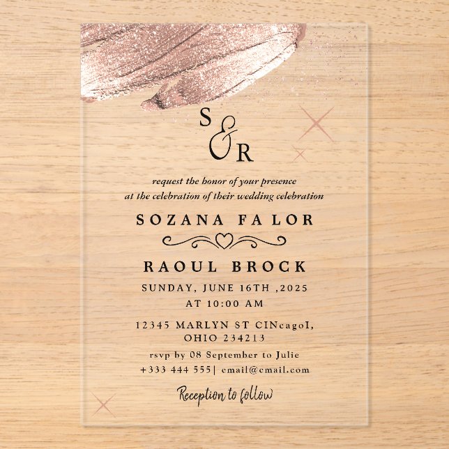Invitations En Acrylique Élégant Script Boho Simple Monogramme Mariage mode (Recto)