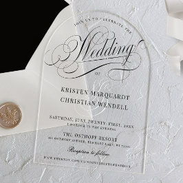 Invitations En Acrylique Élégant script de calligraphie Mariage d'arc moder