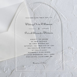Invitations En Acrylique Élégant Script noir blanc Formal Mariage classique