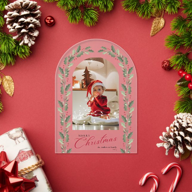 Invitations En Acrylique Elegant Simple Arch 1 Photo Christmas Holiday Card (Insitu (vacances))