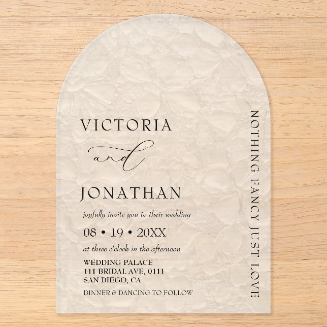 Invitations En Acrylique Élégant Simple Rien Fancy Mariage Acrylique (Recto)