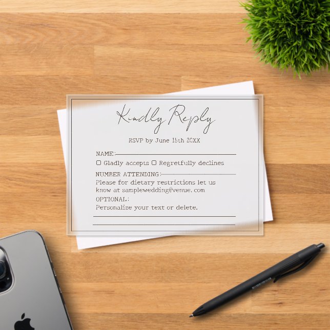 Invitations En Acrylique Élégant Simple Script Minimal Mariage Répondre Kin (Insitu (Carte d'invitation))