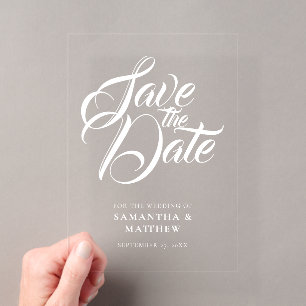 Invitations En Acrylique Élégant Stylish Calligraphie Mariage Enregistrer L