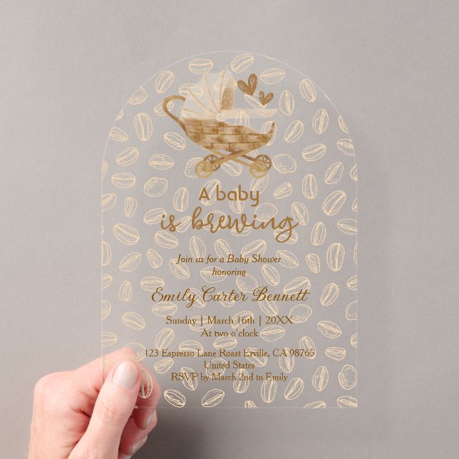 Invitations En Acrylique Élégant Un bébé brasse du Baby shower de café (In situ (ordinateur de poche))