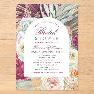 Invitations En Acrylique Elégante aquarelle Boho Fête des mariées florale