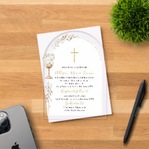 Invitations En Acrylique Elégante Aquarelle moderne Beige Angel Baptême