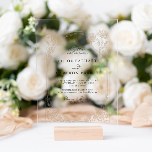 Invitations En Acrylique Élégante calligraphie Rose Orchard Jardin Mariage (Créateur téléchargé)