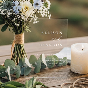 Invitations En Acrylique Élégante calligraphie Simple Mariage transparent