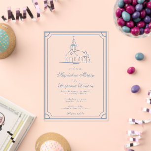 Invitations En Acrylique Élégante chapelle chrétienne de mariage poussiéreu
